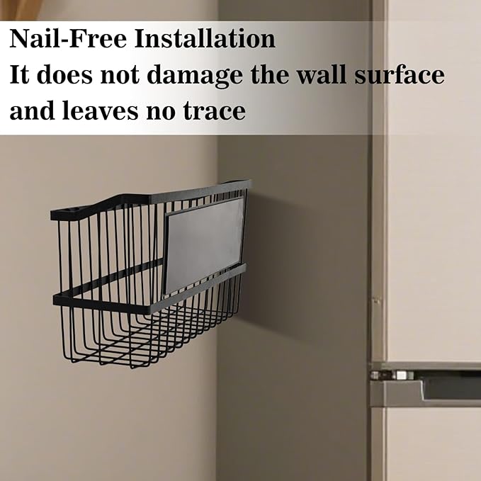 Magnetic Storage Basket, Large Magnetic Fridge Basket with Strong Magnet for Kitchen Laundry Room Office School Organization and Home Dryer Ball Storage, 14.96"x3.74"x5.91"