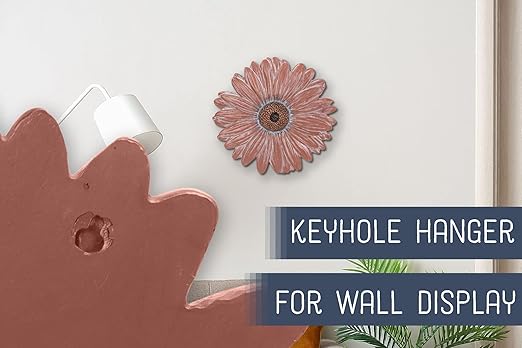 NAT & Jules Gerbera Daisy Flower Shaped Dimensional Indoor Outdoor 12 inch Cast Resin Decorative Garden Stepping Stone, Patio, Walkway Sculpture Yard Art, Terracotta