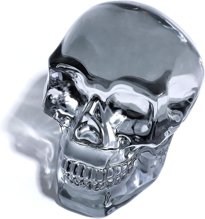 Model Statue for Home Décor Crystal Skull Decorative Figurine Gifts for Women Husbands Halloween Head Figurine Decoration Gift (Silver Skull)
