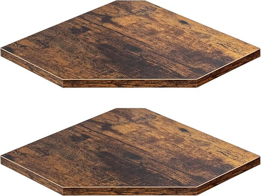 Corner Shelf Wall Mount, Floating Corner Shelves, Set of 2 Corner Wall Shelf Organizer, Rustic Wood Wall Storage Display Shelves for Living Room Bedroom Bathroom Kitchen, Rustic Brown