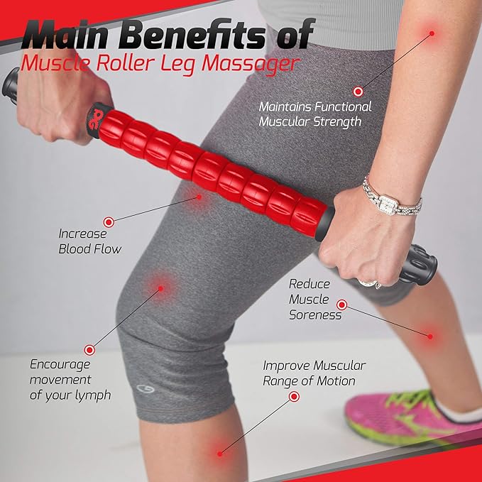 Physix Gear Roller Stick - Muscle Roller Massage Stick for Legs, The Stick Massage Roller for Deep Tissue Massaging Stick for Athletes, Physical Therapy Muscle Roller, Recovery Stick Roller