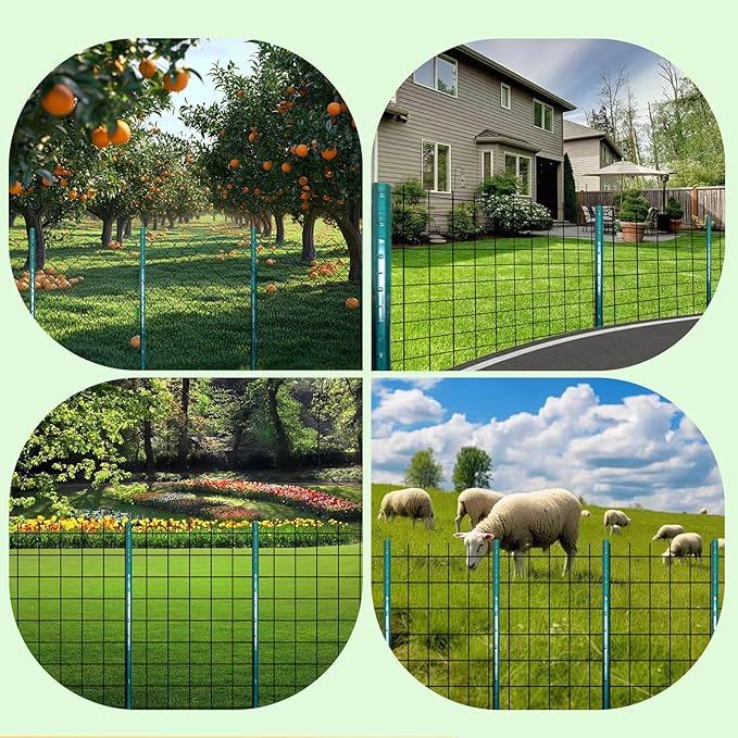 ARIFARO Sturdy Duty Metal Fence Posts 6 Feet,Pack of 10, 3-4-5-6-7 Feet No Digging Garden U Post for Wire Fencing Steel Poles for Yard, Outdoor