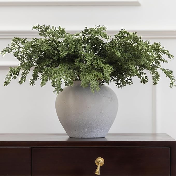 MISSPIN 12 Pcs 21.5 Inches Christmas Cedar Branches, Cedar Artificial Christmas Branches DIY Crafts Faux for Xmas Indoor Outdoor Home Decor