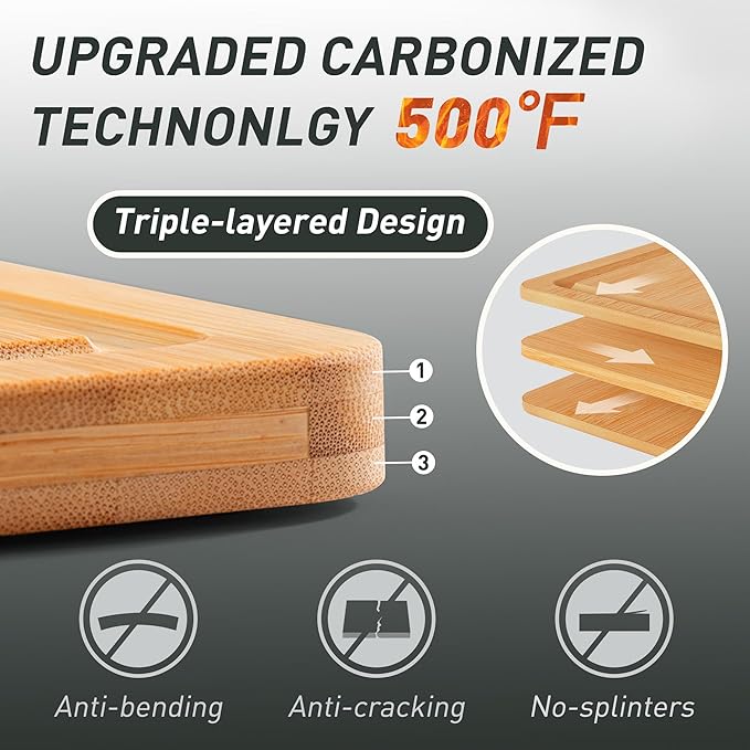 Extra Large Bamboo Board Charcuterie Non Slip Feet Over Sink Wooden Cutting Chopping Board Butcher Block Nice Solid Thick Juice Groove Big Xl XXl xlarge Hardwood Kitchen Counter Organic Meat BBQ Kit