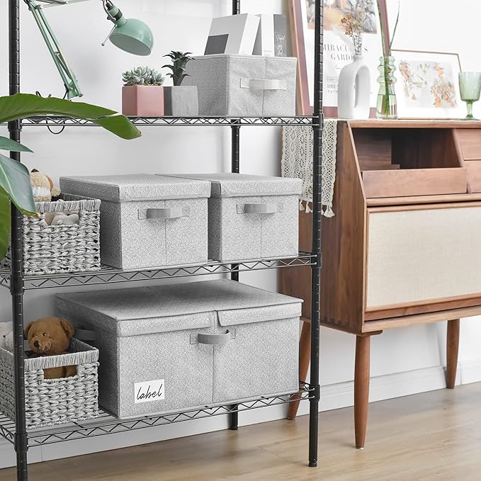 GRANNY SAYS Fabric Storage Bin with Lid, Decorative Storage Box, Extra Large Storage Baskets, Closet Organizer, Gray, 1-Pack