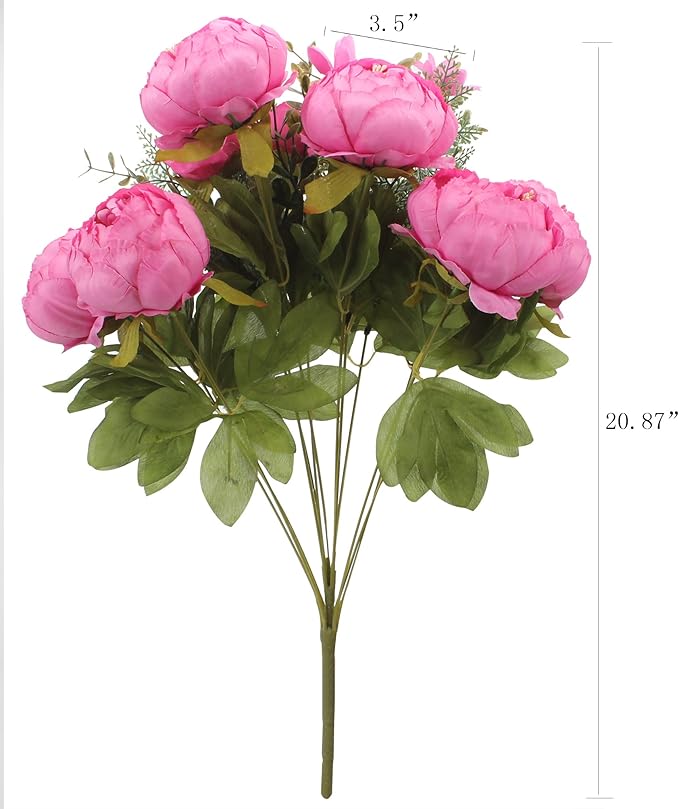 Duovlo Springs Flowers Artificial Silk Peony Bouquets Wedding Home Decoration,Pack of 1 (Spring Peach Pink)