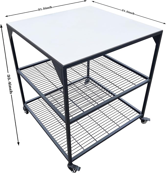 Stainless Steel 3-Tier Mobile Cart for Outdoor Grills & Pizza Ovens
