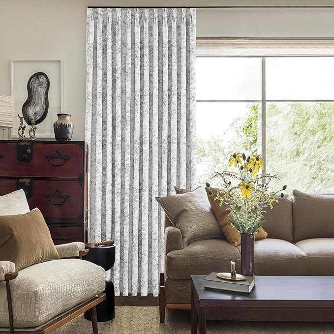 Pinch Pleated Vintage Floral Curtains - Room Darkening Drapes for Bedroom Living Room.2 Panels,60 Inches Wide 84 Inches Long