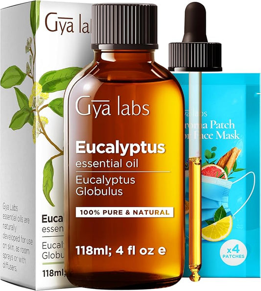 Gya Labs Eucalyptus Essential Oil for Diffuser - Huge 4 Fl Oz - 100% Pure Natural Eucalyptus Oil for Skin, Humidifier, Aromatherapy & Candle Making Scent