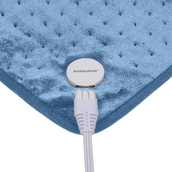 Ruqiji 17''x33'' XXXL King Size Flannel Electric Heating Patches with 120 Minutes Auto Shut Off&6 Temperature Settings, Pain Relief for Back/Neck/Shoulders/Menstrual Pain/Leg Cramp(Light Blue)