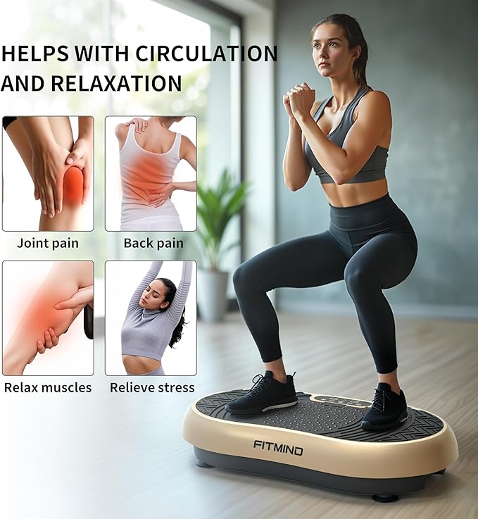 Vibration Plate Exercise Machine, 24" x 14" Extra-Large Vibration Plate for Lymphatic Drainage, Vibration Plates for Weight Loss, Relaxing, Recovery