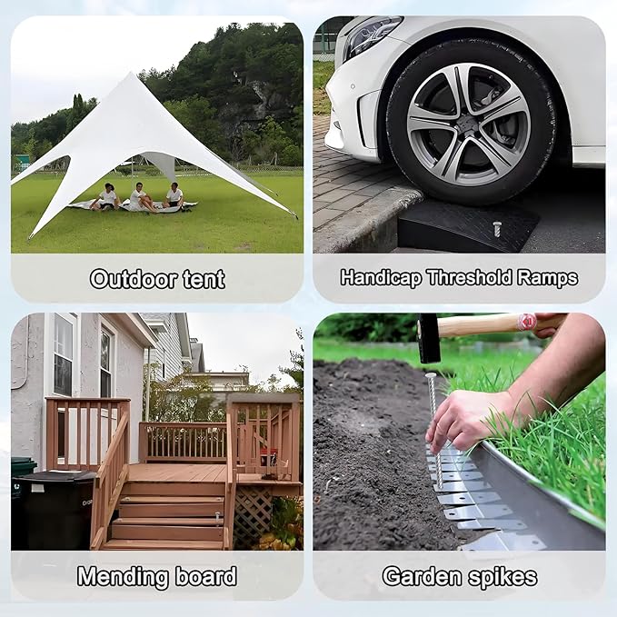 VVOKGO 16 Inch Rebar Stakes Metal Asphalt Anchoring Spikes Ground (24pcs), 1/2 Inch Diameter Galvanized Landscape Anchors Heavy Duty for Speed Bump, Handicap Threshold Ramps, Parking Limits Curb, Tarp