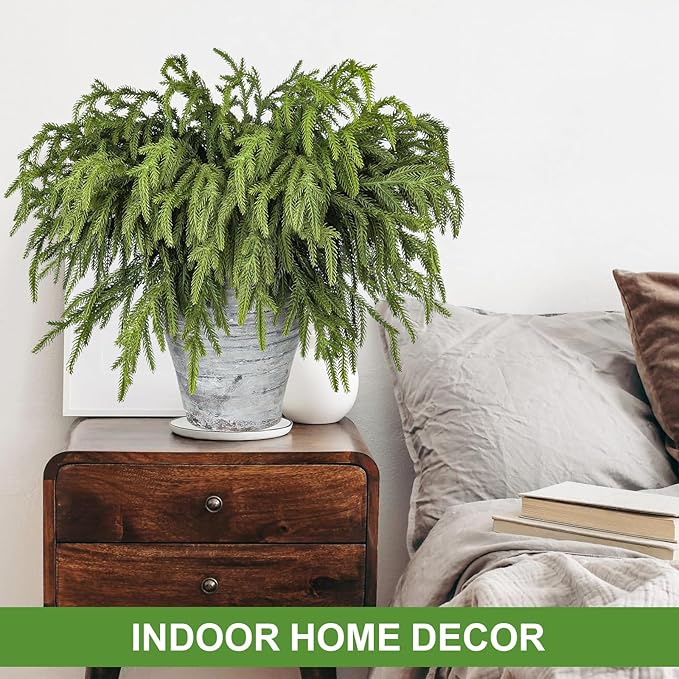 Artgar 50 Pcs Pine Branches - 18 Inch Artificial Green Pine Stem - Real Touch Pines Branches - Christmas Greenery Pines Branches for DIY Flower Arrangement Home Indoor Christmas Decor