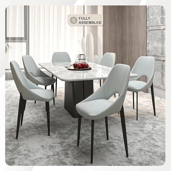 LeisureMod Amalfi Upholstered Fabric Dining Chair – Modern Side Chair with Iron Legs, Mid-Century Accent Chair for Dining Room or Kitchen