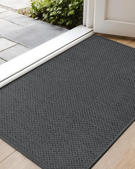 Color&Geometry Front Door Mat Indoor 26"x47", Rugs for Entryway, Non Slip Washable Low-Profile Inside, Entry Mat Entry Rug Door Mat Indoor Entrance, Grey (Rolled-up NO Creases)
