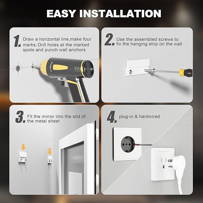 Hasipu LED Bathroom Mirror with Lights, 94" x 36" Hollywood Wall-Mounted Bathroom Mirror with 38 Dimmable Bulbs, 3 Colors Modes, Touch Control, Anti-Fog, Memory Function, Shatter-Proof, ETL Listed