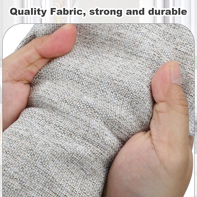 Large 17" 36 Quart Collapsible Stackable Storage Bins with Lids, 5 Packs Beige Linen Fabric Closet Boxes with Lids, Storage Cube Baskets Container Organizers for Bedroom Office(17 x12 x11)