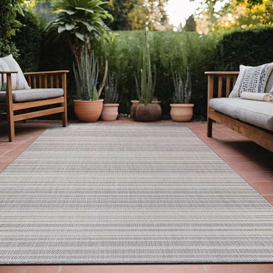 Stripe Outdoor Rug 5x7 Washable Outside Carpet for Indoor Patio Porch Waterproof Easy Cleaning Non Shedding Area Rugs Gray 5 x 7