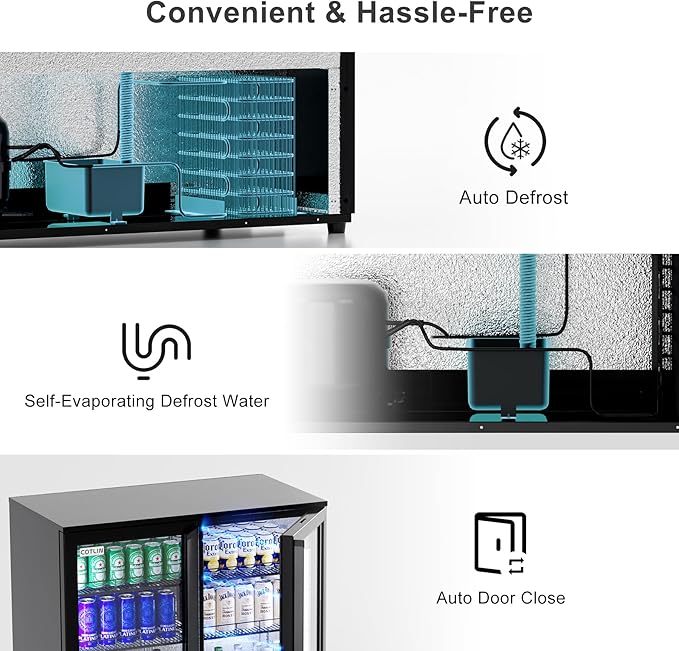 COTLIN 36" W Back Bar Cooler Beer Fridge Undercounter Refrigerator with LOW-E Glass Free Standing Beverage Refrigerator Adjustable Shelves for Soda Beer Wine, ETL NSF Approved