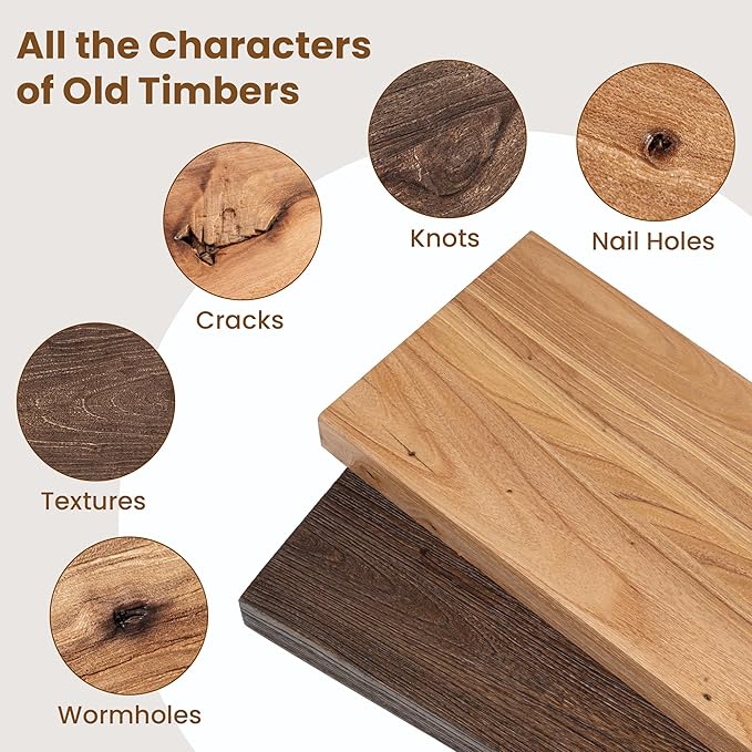 Floating Shelves for Wall Decor, 8" Deep Rustic Solid Elm Wood Floating Shelves Wall Mounted, Wall Shelves with Invisible Bracket for Living Room Bathroom Bedroom Kitchen, 55 Inch Set of 1, Natural