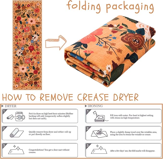 Runners for Hallways Kitchen Runner Rug Non Slip 2'x10' Long Washable Rugs with Rubber Backing Soft Floral Carpet Runner for Hallways, Kitchen, Laundry, Bedroom, Bathroom(Yellow)