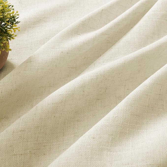 Joydeco Linen Curtains 90 Inch Length 2 Panel Sets,Light Filtering Curtains for Bedroom 37 Inch Wide Living Room Drapes with Back Tabs & Rod Pockets (W37 x L90 Inch, Linen)