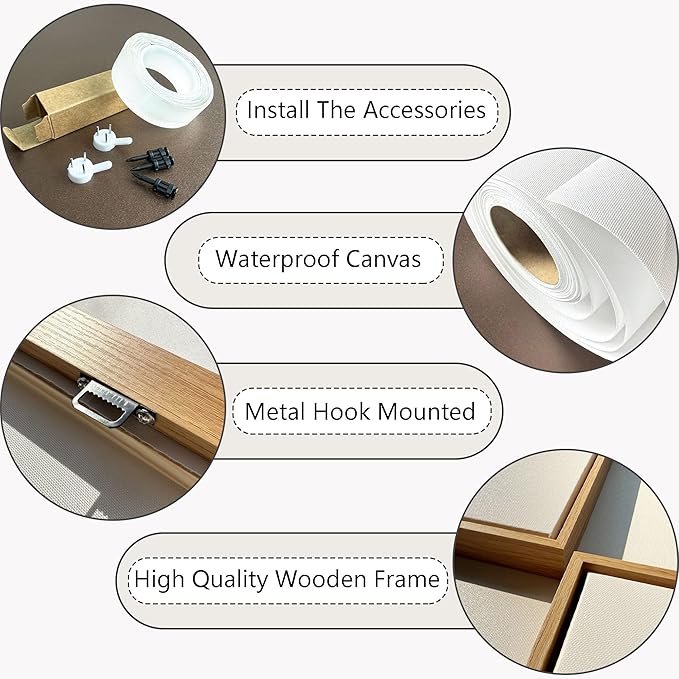 HGUAOA Coastal Wall Art - Large Landscape Wall Pictures for Living Room, Bedroom Pictures, Ocean Beach Artwork, Blue Above Bed Wall Decor Coastal Landscape Wall Art,Framed Beach Pinting