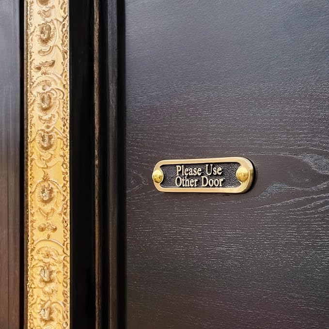 Please Use Other Door Brass Door Sign. Traditional Style Home Décor Wall Plaque Handmade By The Metal Foundry UK.