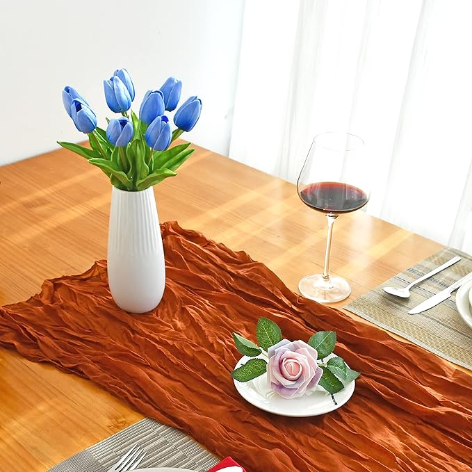 Mandy's Artificial Tulips 20 Stems Light Blue PU Faux Flowers for Wedding Home Decor 13.5 Inch