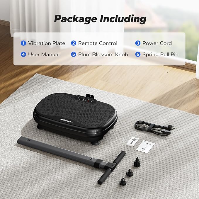 MERACH Vibration Plate Exercise Machine, Vibration Plate for Lymphatic Drainage Weight Loss, Vibrating Plate Exercise Machine with Handrails, Exercise Equipment for Women Men Home