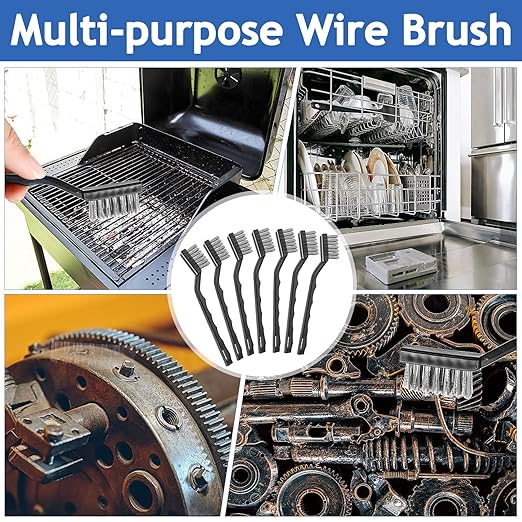 Jeffbaubl 30 Pieces Mini Wire Brush,6.7 Inch Stainless Steel Scratch Brushes,Wire Bristles Brush,Curved Handle Masonry Brushes Wire Bristle for Cleaning Welding Slag and Rust