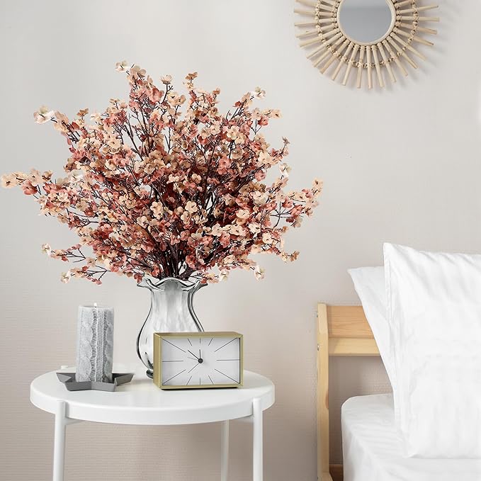 Sggvecsy 15 Pcs Babys Breath Artificial Flowers Gypsophila Bouquets Bulk Real Touch Fake Silk Flowers for Home DIY Floral Arrangement Table Centerpiece Fall Thanksgiving Autumn Decoration (Mixed)