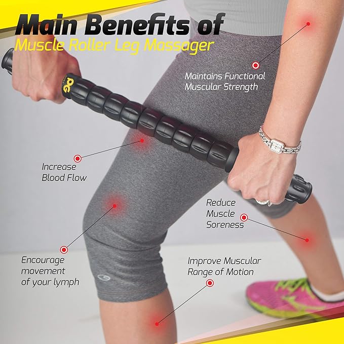 Physix Gear Roller Stick - Muscle Roller Massage Stick for Legs, The Stick Massage Roller for Deep Tissue Massaging Stick for Athletes, Physical Therapy Muscle Roller, Recovery Stick Roller