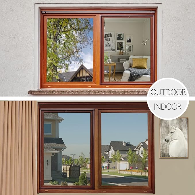 HIDBEA One Way Mirror Window Film Daytime Privacy, Reflective Window Tint for Home, Heat Control UV Blocking, Non-Adhesive Self Static Cling Window Sticker (Silver, 17.5 Inch x 13.1 Feet)