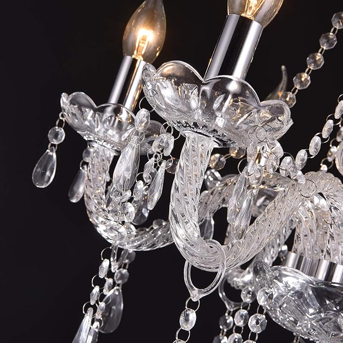 LIUMANG Modern Elegant 10 Lights K9 Crystal Glass Chandelier Pendant Ceiling Lighting European Style for Dining Living Room Bedroom Transparent, 10 E12 Bulbs Required