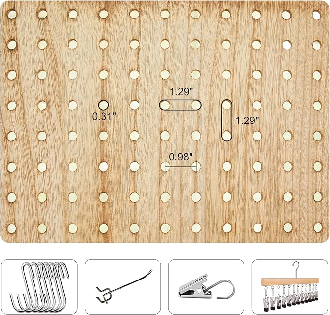 Room Divider Freestanding Folding Pegboard Privacy Screen | 4-Panel Display Stand for Jewelry, Craft Shows, Retail | Natural Wood, Portable & Space-Saving Design (Natural)