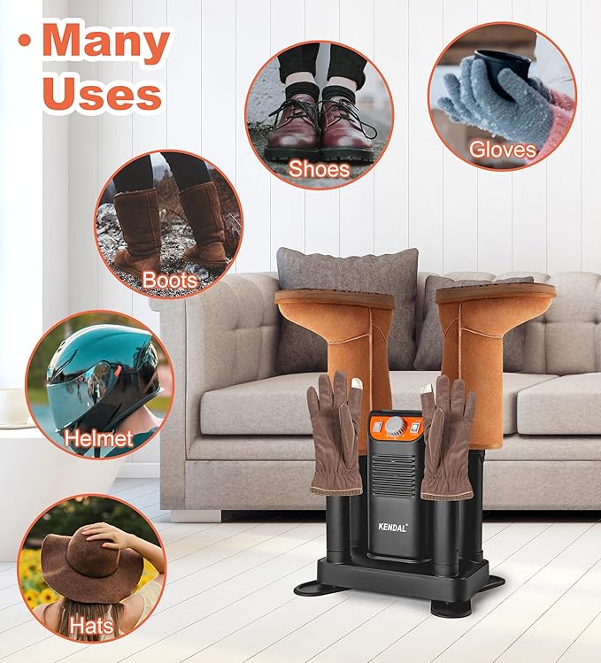 Boot Dryer for Work Boots, Shoe Dryer and Ozone Deodorizer, Portable Ski Boot Dryer with Adjustable Tubes & Timer, Ultra Silent, Quick Drying for Ski Boots, Sneakers, Gloves, Hats, Helmets
