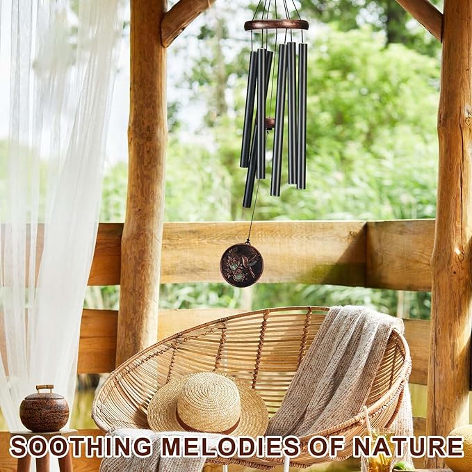 Wind Chimes for Outside, Hummingbird Deep Tone Vintage Wind Chime Outdoor Clearance, Sympathy/Memorial/Festivals/Birthday Gift for Mom Dad Grandma, Home Garden Patio Decor (34" Hummingbird)