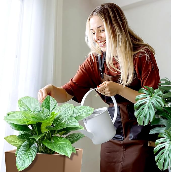 FENCY Set of 2 Tall Planters for Outdoor Plants, 24 Inch Large Tapered Pots with Drainage Trays, Weather-Resistant Plastic Plant Containers for Patio, Porch, Garden, Front Door Decor,Brown