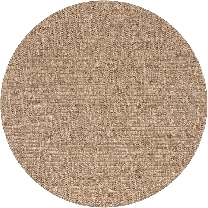 CAMILSON Easy Jute Round Rug 6ft Indoor Outdoor Natural Color Fiber Area Rugs for Living Room Patio and Kitchen Rug Solid Boho Woven Design Easy-Cleaning Washable Outside Carpet Alfombras (6 Round)