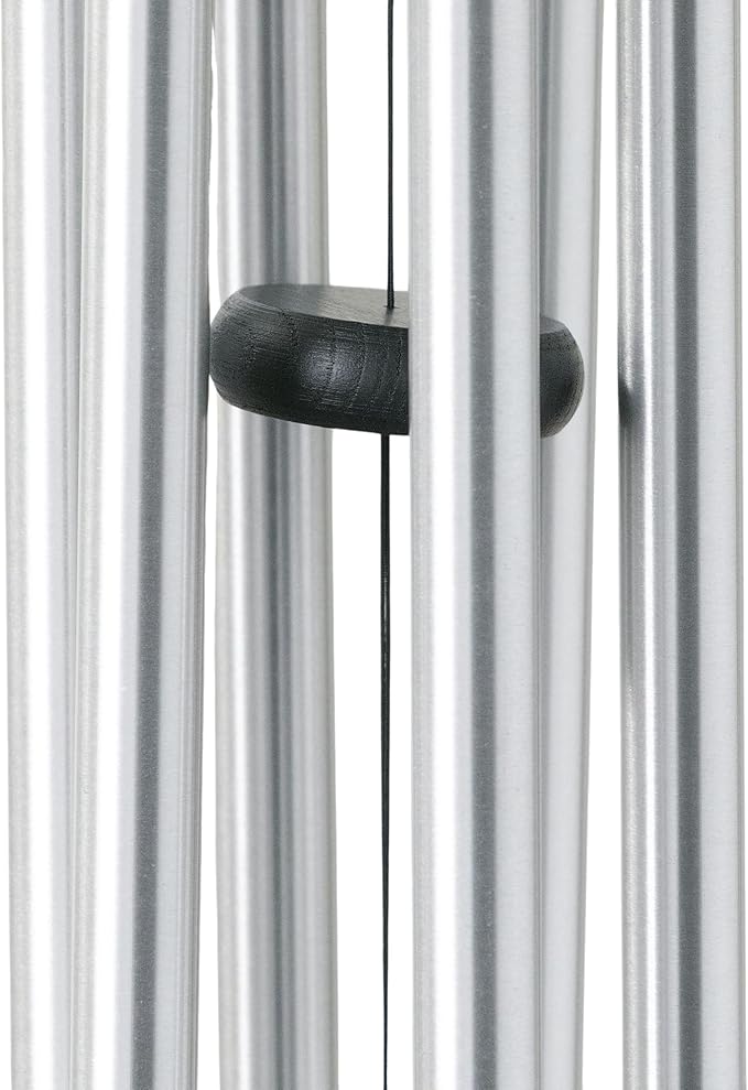 Woodstock Wind Chimes Pachelbel's Canon in D, Silver Aluminum Tubes, Medium 32 - Inch, Deep Toned Windchime for Outdoor Decor for Garden, Patio, Porch