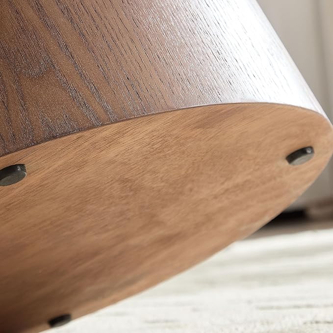 Modern Oval Coffee Table with Wood Pedestal,47.24" Farmhouse Center Table for Living Room, Ellipse Coffee Tables Tea Table for Bedroom, Apartment-Walnut