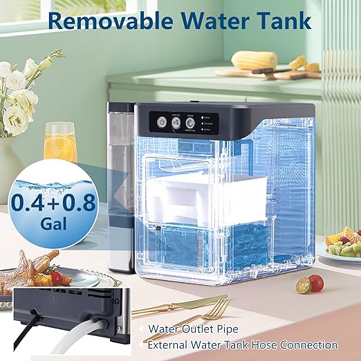 Nugget Ice Maker Countertop with 0.8Gal Removable Tank for Chewable Ice, 41Lbs/24H, One-Touch Fast Ice in 6 Mins, Self-Cleaning & Ultra Quiet for Home, Office, Party