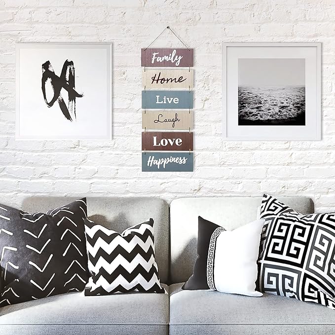 Hanging Wall Decor Sign - Welcome Vertical Wall Art Decorations, Rustic Home Accessories for Living Room, Bedroom, Family, Dining, and Kitchen, Outdoor Signs for House, Live, Laugh, Love Plaques