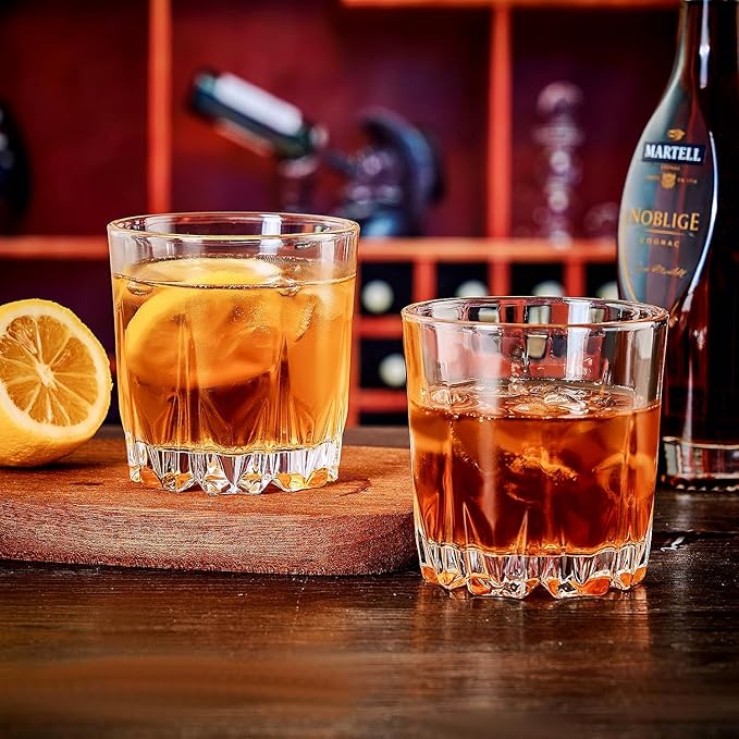 Whiskey Glasses Set of 4,Lead-Free Crystal Old Fashioned Glass,Scotch Glass Tumblers for Drinking Bourbon,Cognac,Irish Whisky,Whisky Glass Gift Set for Men,Dad,Brother-10oz