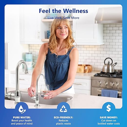 Express Water RO5DX Reverse Osmosis Filtration NSF Certified 5 Stage RO System with Faucet and Tank – Under Sink Water Plus 4 Filters – 50 GPD, 14 x 17 x 5, White