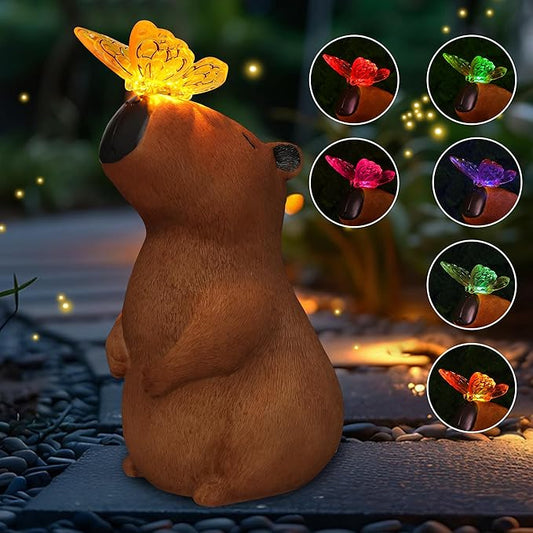 Attivolife Garden Solar Outdoor Statues Capybara Light, Outside & 7 Color Change Lamp, Patio Easter Ornament for Lawn Balcony Porch Yard Art Decor, for Mom Grandma