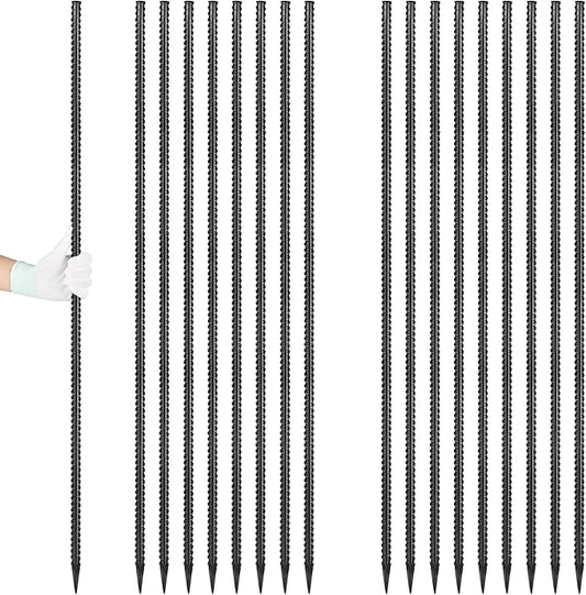 Rebar Stakes 36 inches 16-Pack Concrete Form Stakes Straight 3/8" Diameter Rebar Ground Metal Stakes for Landscaping, Securing Fence, Garden Plants Support, Survey Markers and Securing Trees