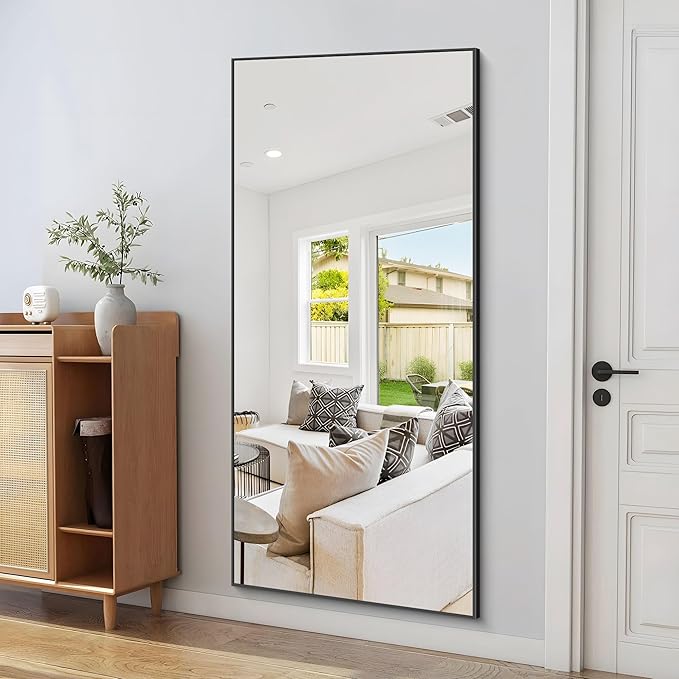 36x72inch Bathroom Mirror, Black Rectangle Mirror with Thin Metal Frame, Large Rectangular Wall Mirrors for Bathroom, Living Roomm, Hair Salon, Big Farmehouse Mirror Hang Horizontal/Vertical