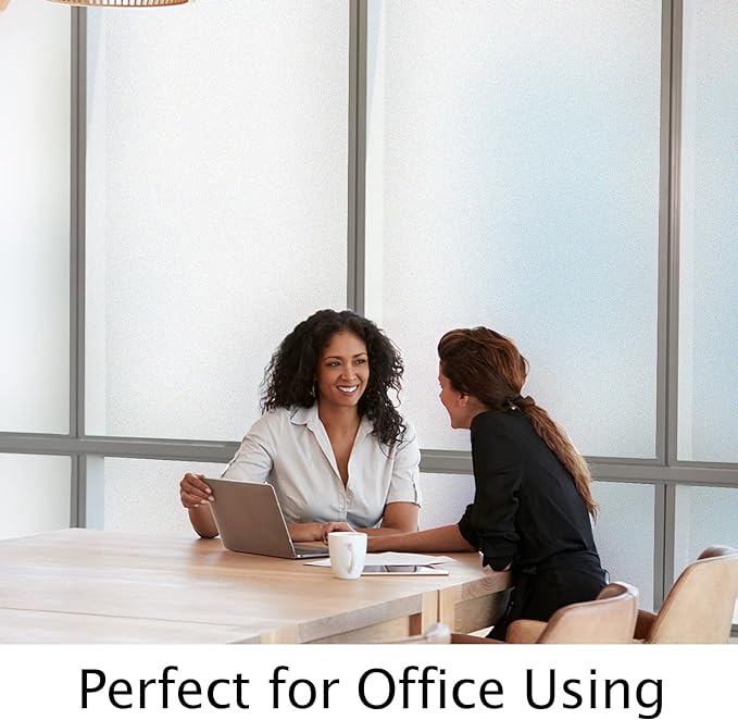 HIDBEA Frosted Window Privacy Film Heat Control UV Blocking, Static Cling Non-Adhesive Reusable Door coverings for Bathroom Home Office (Frosted 17.3 Inch x 13.1 Feet)